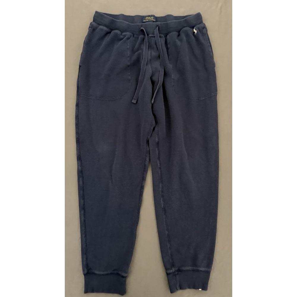 Polo Ralph Lauren Sweatpants Mens Size Large Blue Thermal Waffle Knit Logo Pants
